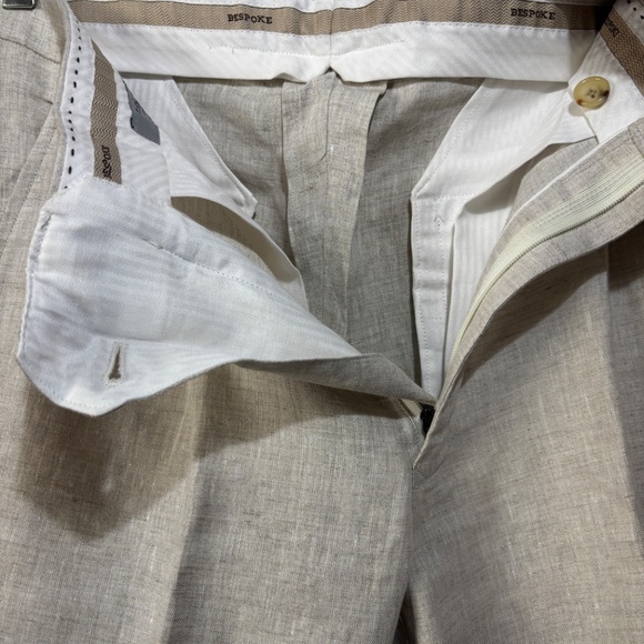 Slim Fit Tropical Beige Pure Linen Suit 40R Jacket 32/32 Pants | StudioSuits - Picture 16 of 16